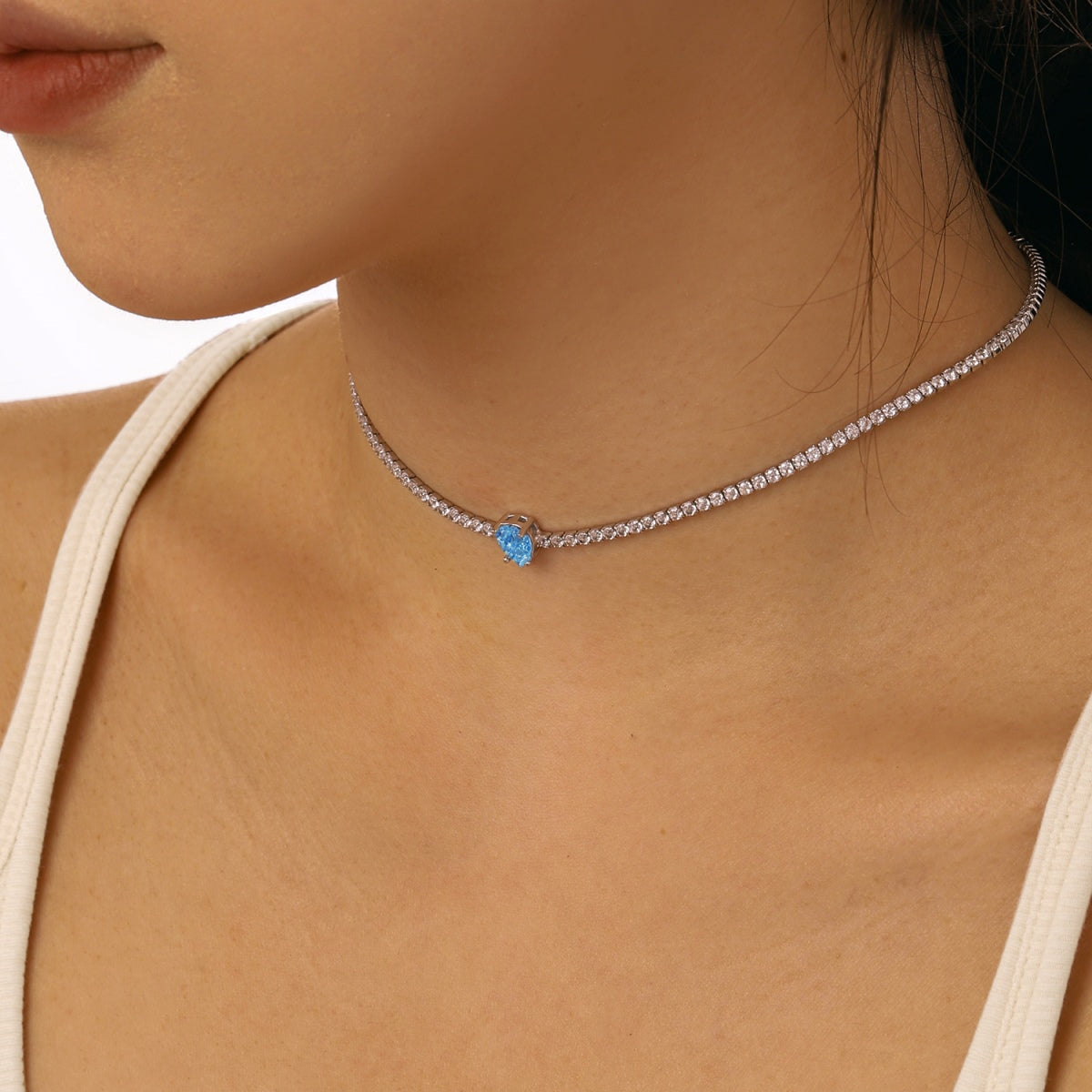 [Perla Lux]1.0 carat Unique Pear Cut Tennis Necklace