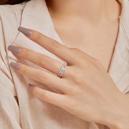 [Perla Lux]Delicate Colorful Round Cut Daily Ring