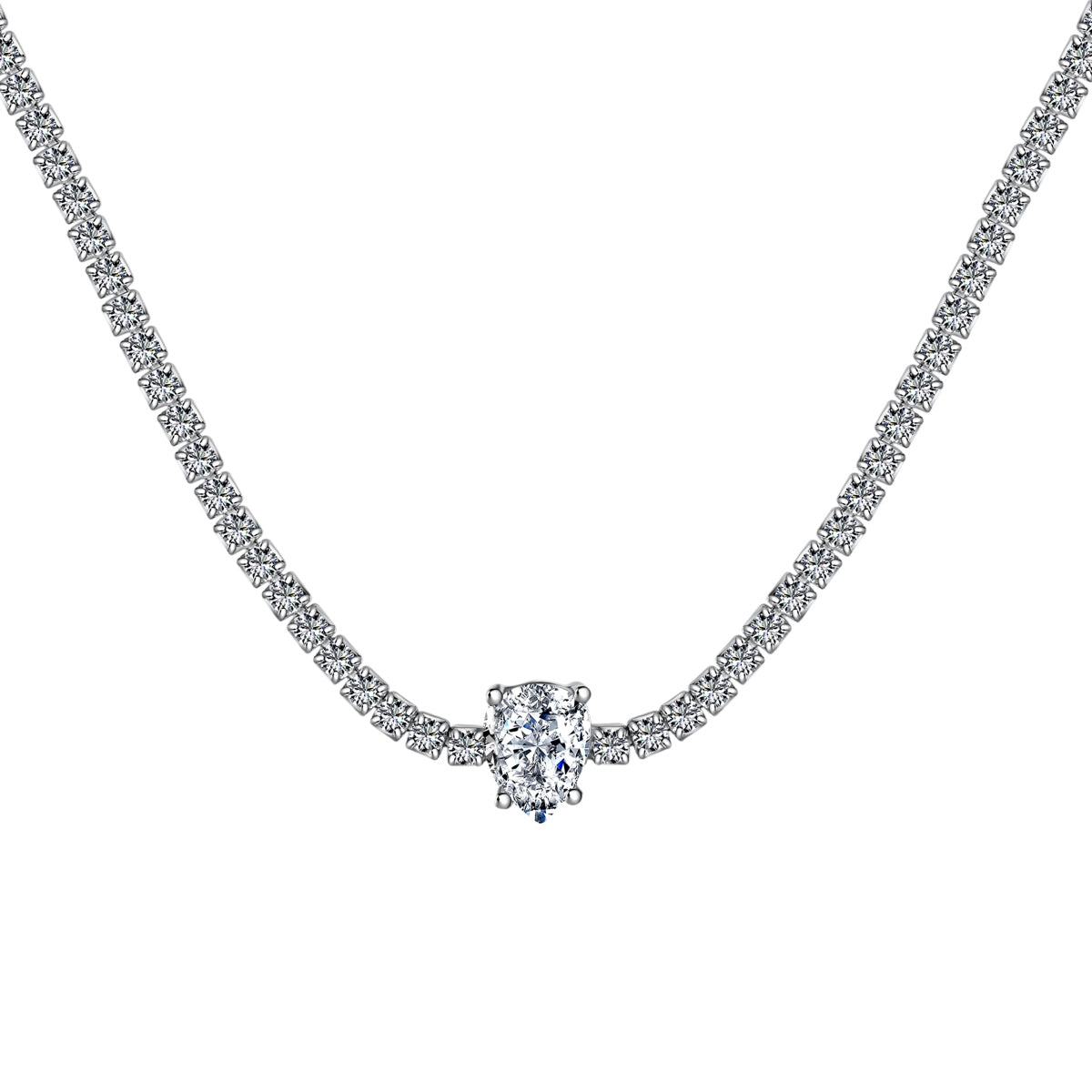 [Perla Lux]1.0 carat Unique Pear Cut Tennis Necklace