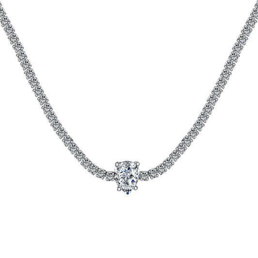 [Perla Lux]1.0 carat Unique Pear Cut Tennis Necklace