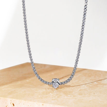 [Perla Lux]1.0 carat Unique Pear Cut Tennis Necklace