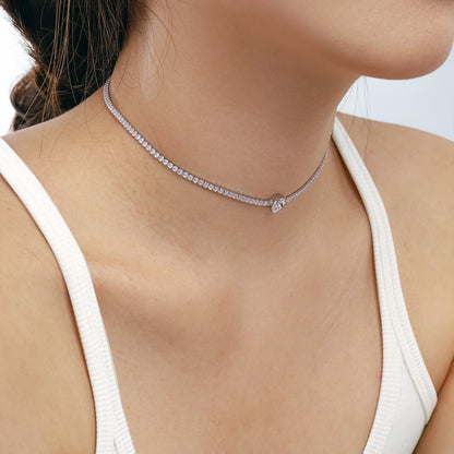 [Perla Lux]1.0 carat Unique Pear Cut Tennis Necklace