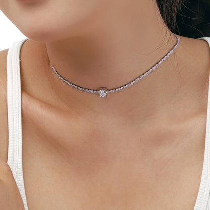 [Perla Lux]1.0 carat Unique Pear Cut Tennis Necklace