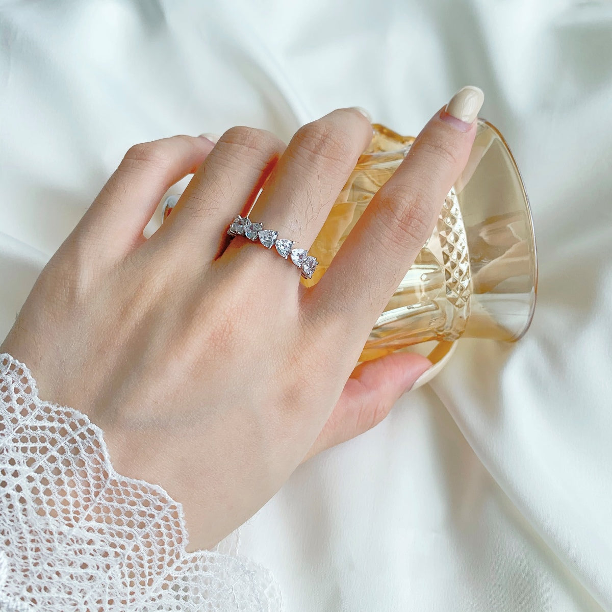 [Perla Lux]0.25 Carat Radiant Romance Heart Cut Lover Ring