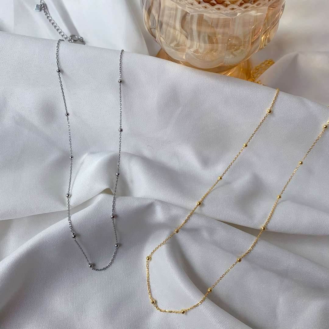 [Perla Lux]Small Bead Clavicle Chain Simple Necklace