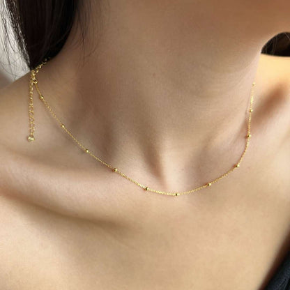 [Perla Lux]Small Bead Clavicle Chain Simple Necklace
