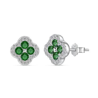 [Perla Lux]Four-Leaf Clover Flower Shaped Earrings