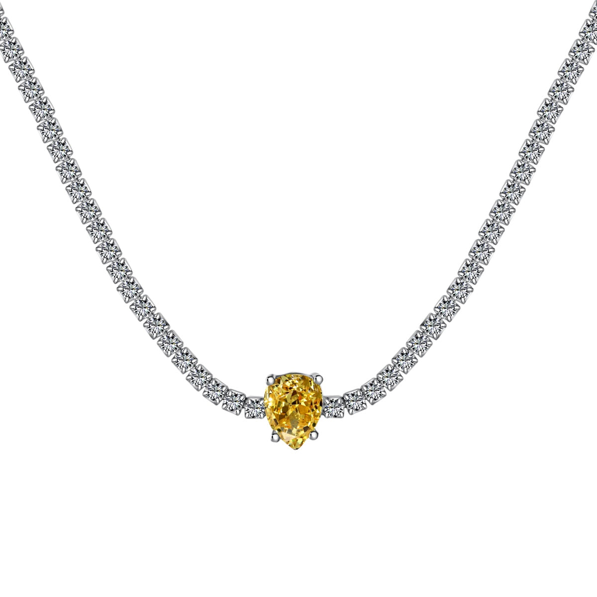 [Perla Lux]1.0 carat Unique Pear Cut Tennis Necklace