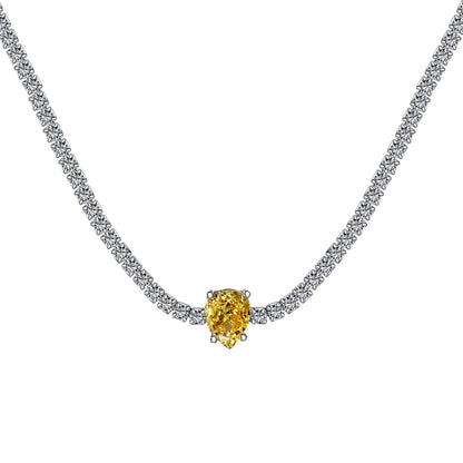 [Perla Lux]1.0 carat Unique Pear Cut Tennis Necklace