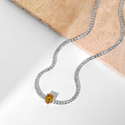 [Perla Lux]1.0 carat Unique Pear Cut Tennis Necklace