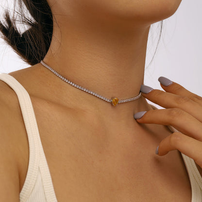 [Perla Lux]1.0 carat Unique Pear Cut Tennis Necklace