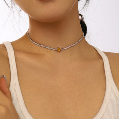 [Perla Lux]1.0 carat Unique Pear Cut Tennis Necklace