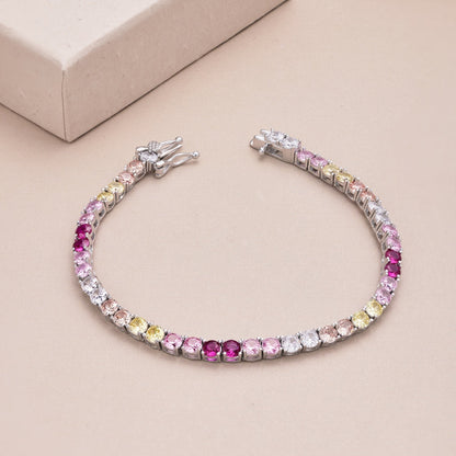 [Perla Lux]Radiant Colorful Round Cut Tennis Bracelet