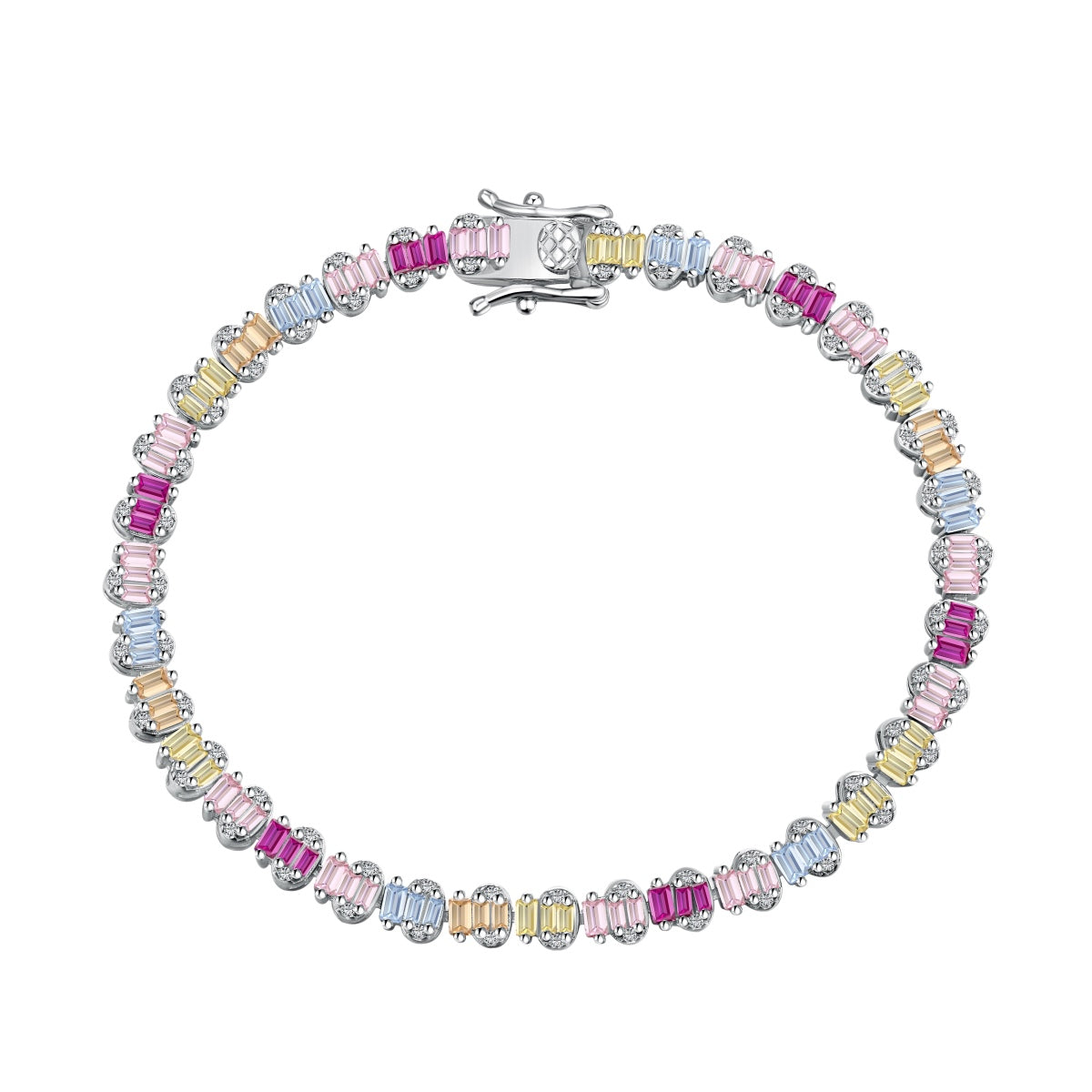 [Perla Lux]Delicate Colorful Emerald Cut Party Bracelet