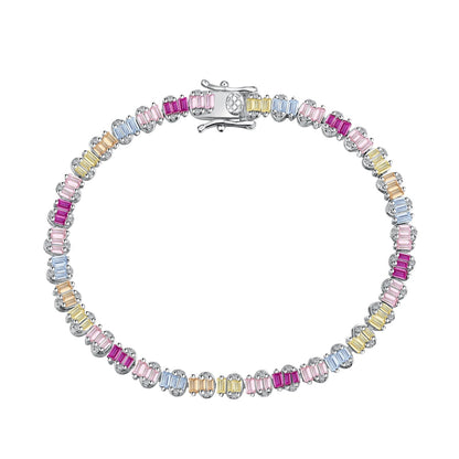 [Perla Lux]Delicate Colorful Emerald Cut Party Bracelet