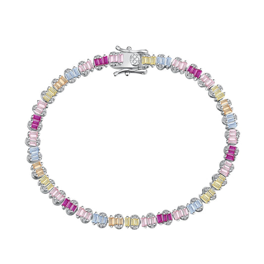 [Perla Lux]Delicate Colorful Emerald Cut Party Bracelet