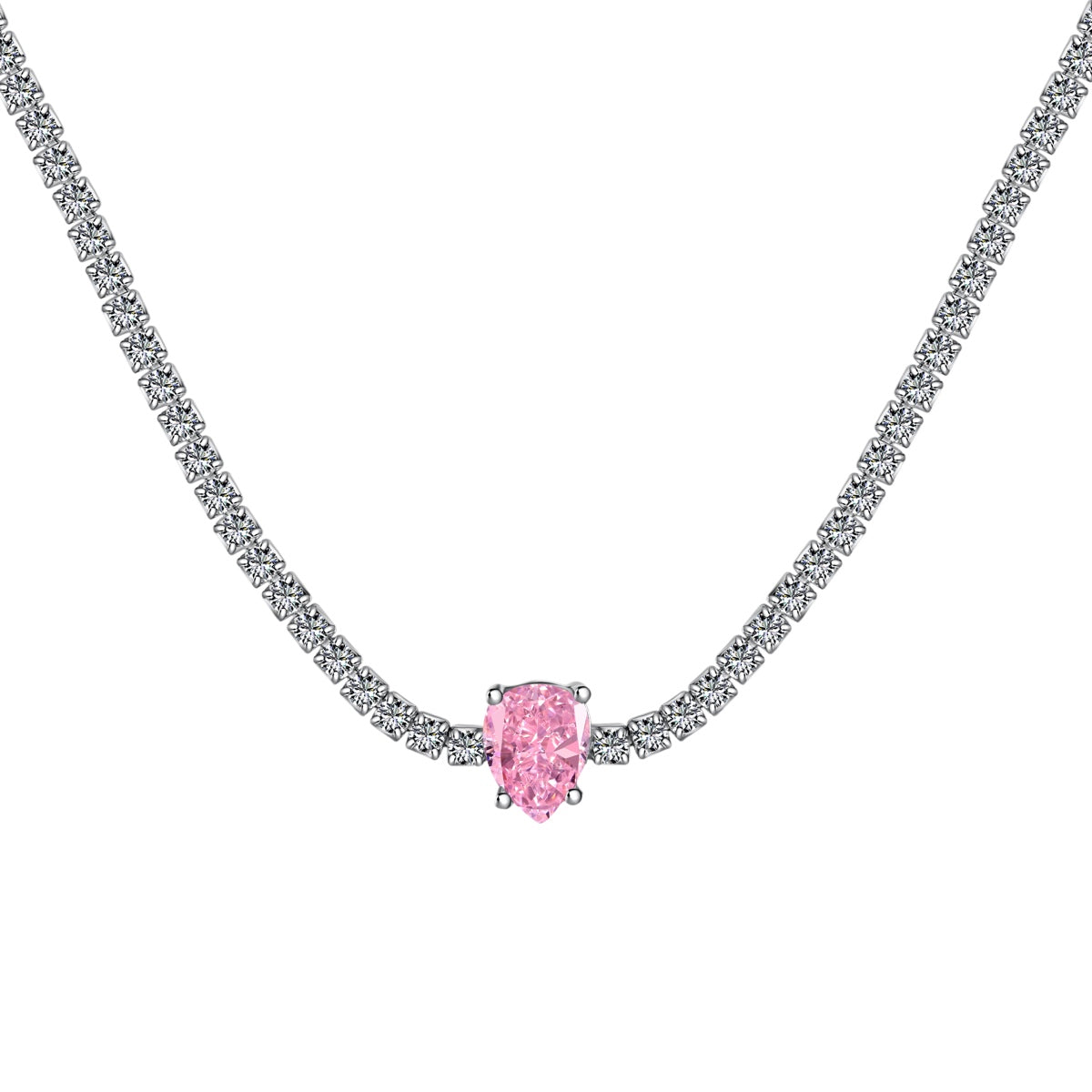 [Perla Lux]1.0 carat Unique Pear Cut Tennis Necklace