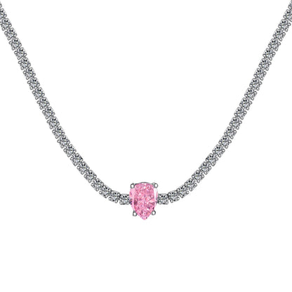 [Perla Lux]1.0 carat Unique Pear Cut Tennis Necklace