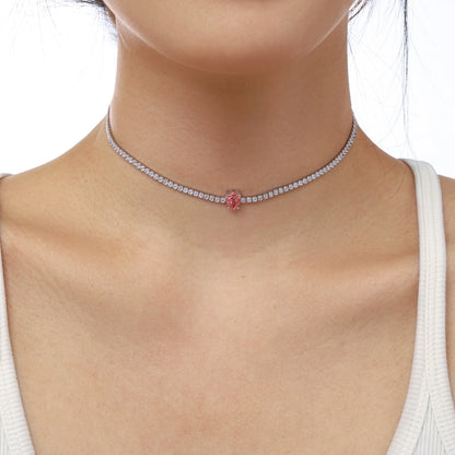 [Perla Lux]1.0 carat Unique Pear Cut Tennis Necklace