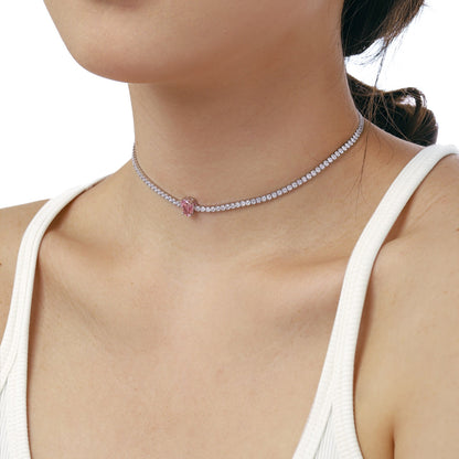 [Perla Lux]1.0 carat Unique Pear Cut Tennis Necklace