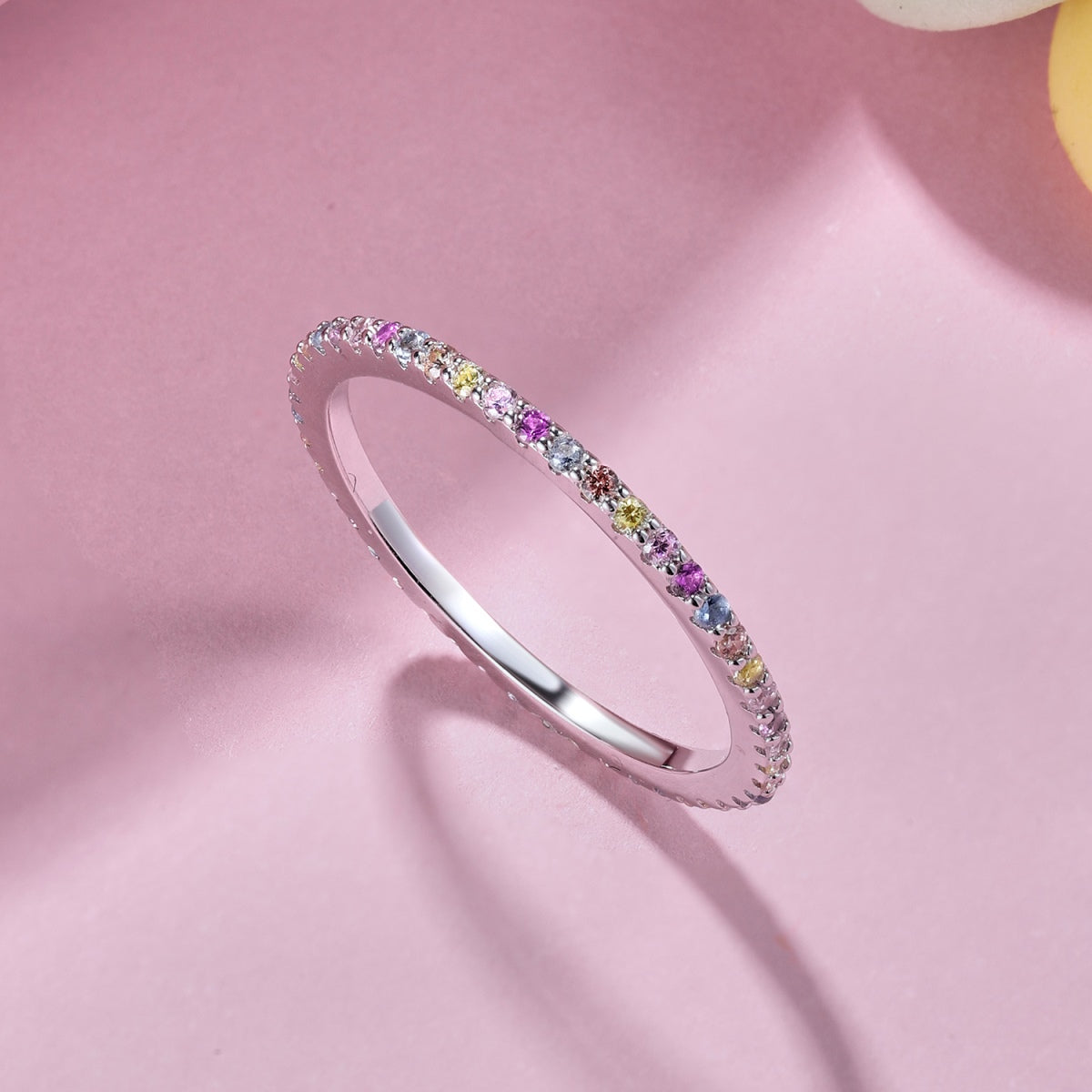 [Perla Lux]Ornate Colorful Round Cut Tennis Ring