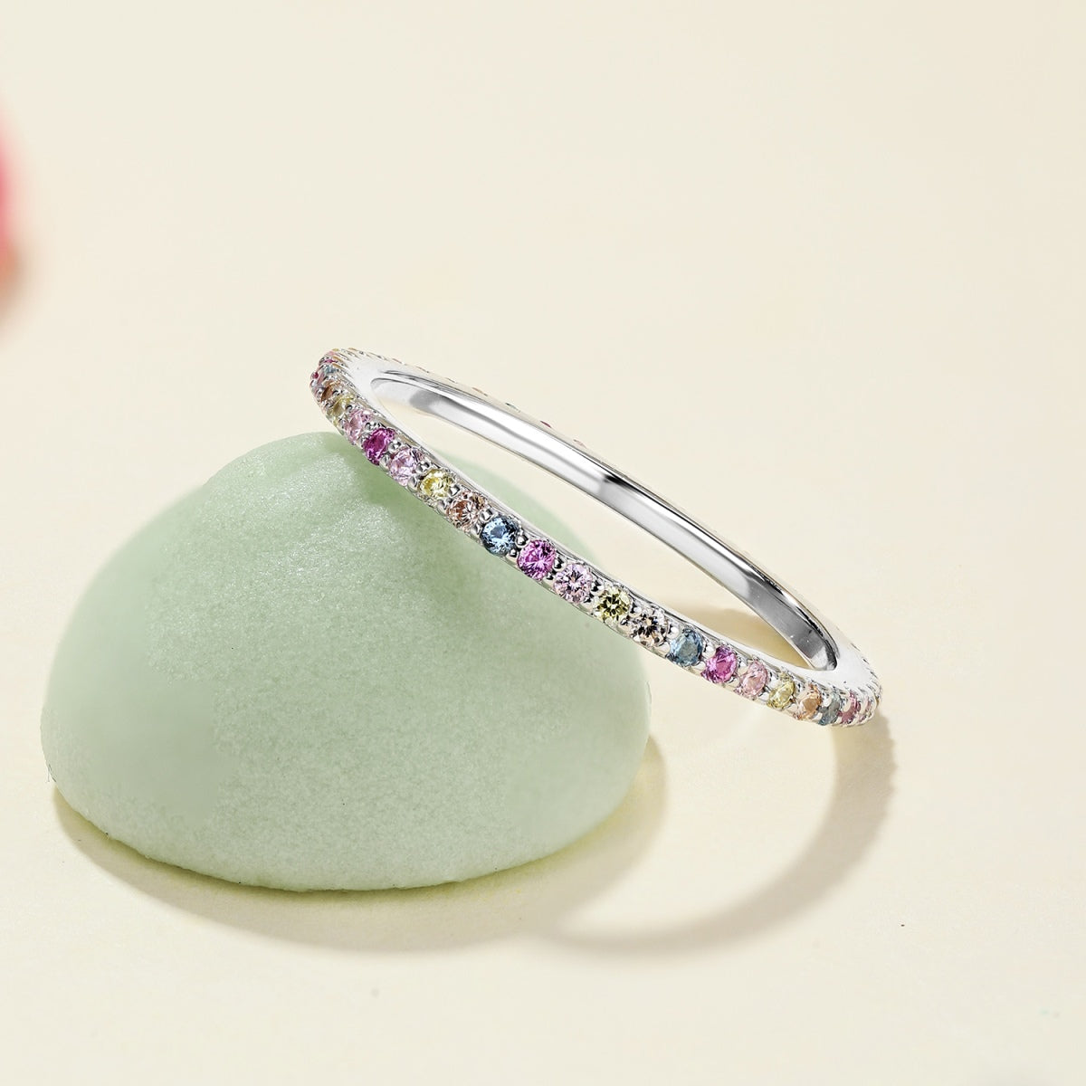 [Perla Lux]Ornate Colorful Round Cut Tennis Ring