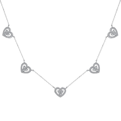 [Perla Lux]Sparkling Five Heart Necklace