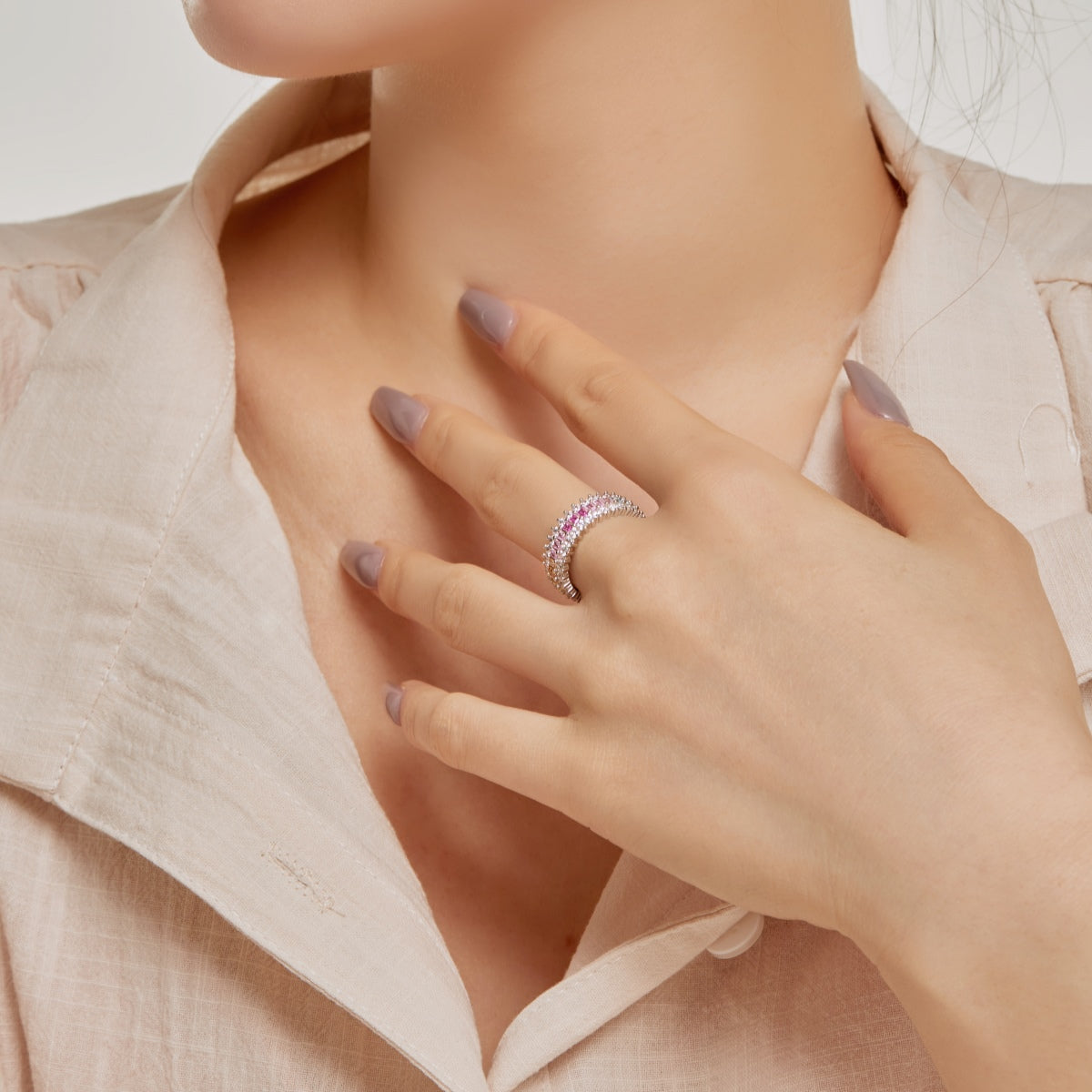 [Perla Lux]Ornate Colorful Radiant Cut Daily Ring