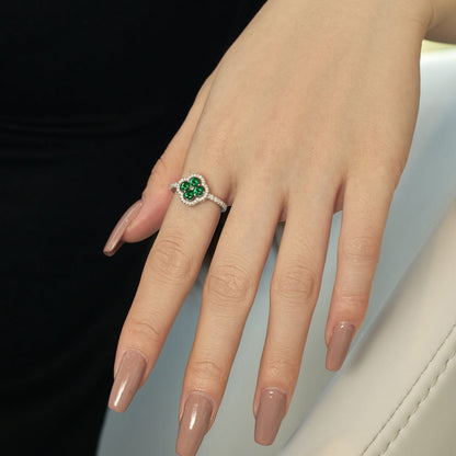 [Perla Lux]Four Leaf Clover Flower Design Ring