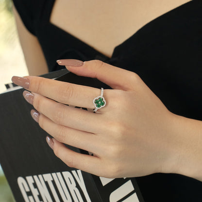 [Perla Lux]Four Leaf Clover Flower Design Ring