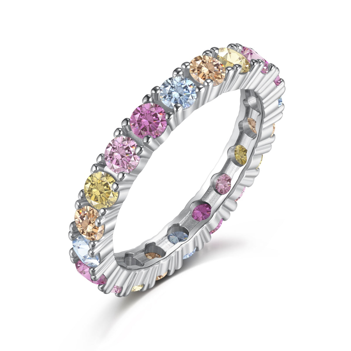 [Perla Lux]Dazzling Lustrous Round Cut Tennis Ring