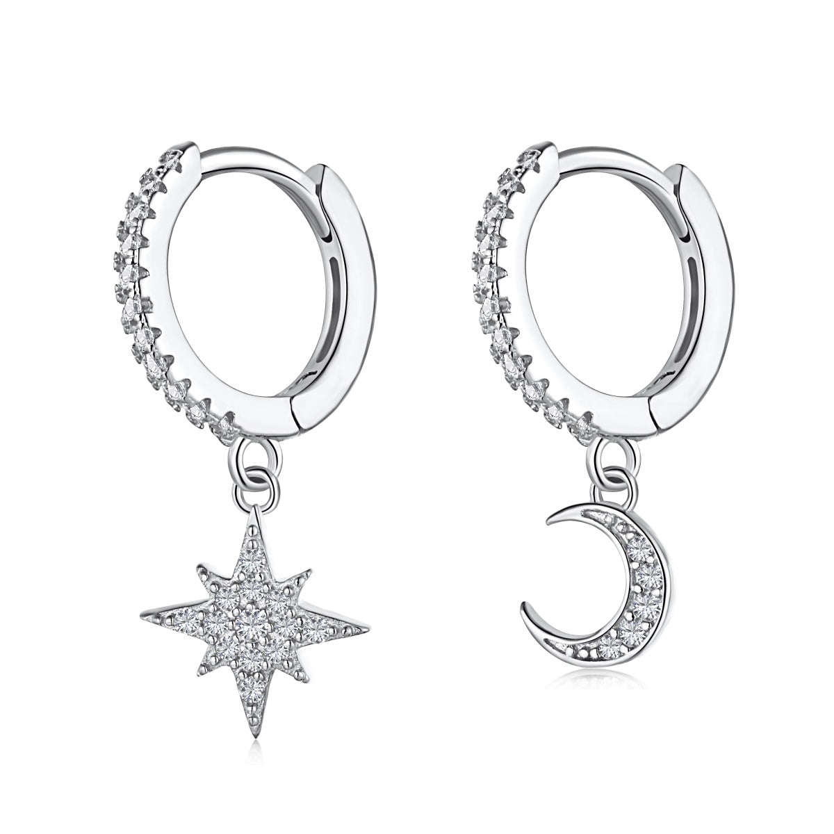 [Perla Lux]Star and Moon Asymmetric Earrings