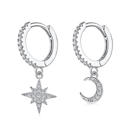 [Perla Lux]Star and Moon Asymmetric Earrings