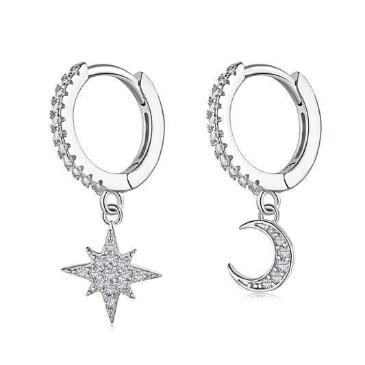 [Perla Lux]Star and Moon Asymmetric Earrings