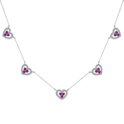 [Perla Lux]Sparkling Five Heart Necklace