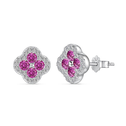 [Perla Lux]Four-Leaf Clover Flower Shaped Earrings