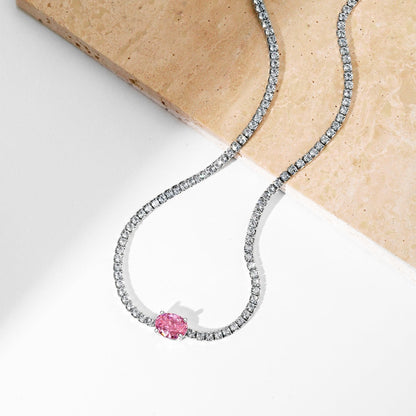 [Perla Lux]1.0 Carat Shining Oval Cut Necklace
