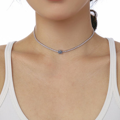 [Perla Lux]1.0 Carat Shining Oval Cut Necklace