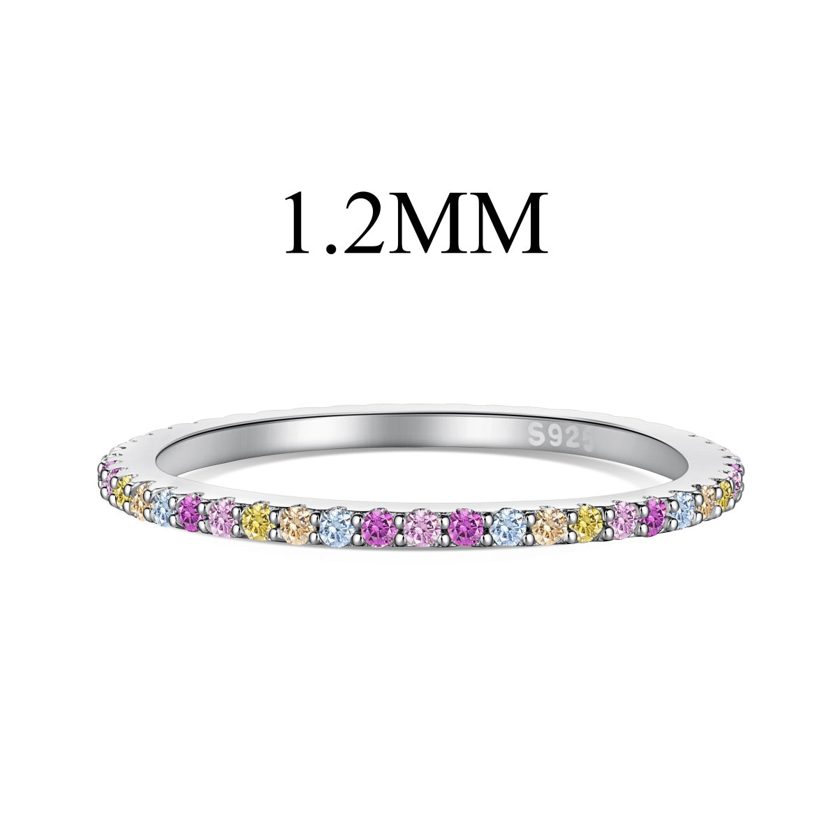 [Perla Lux]Ornate Colorful Round Cut Tennis Ring