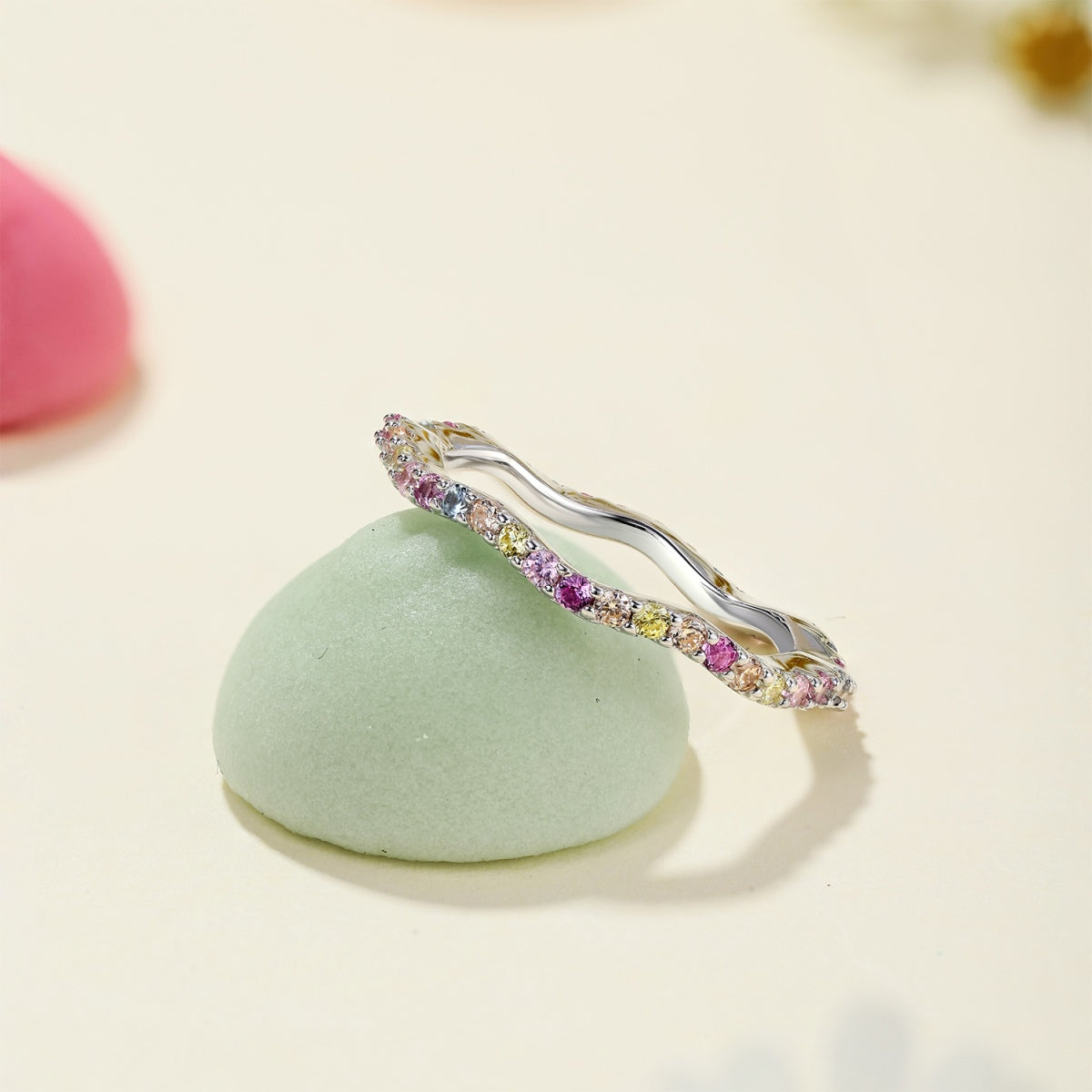 [Perla Lux]Dainty Colorful Round Cut Party Ring