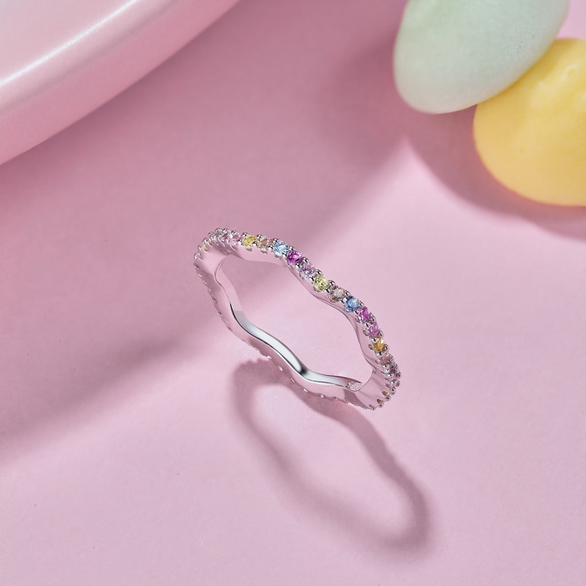[Perla Lux]Dainty Colorful Round Cut Party Ring