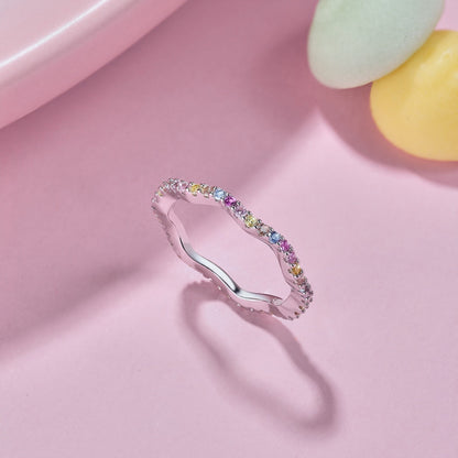 [Perla Lux]Dainty Colorful Round Cut Party Ring