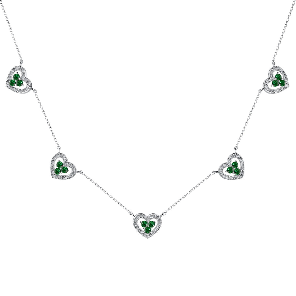 [Perla Lux]Sparkling Five Heart Necklace