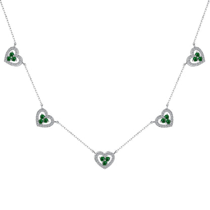 [Perla Lux]Sparkling Five Heart Necklace