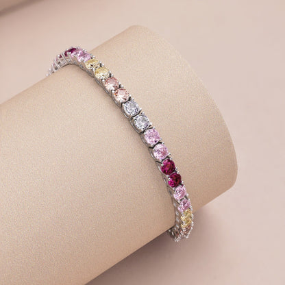 [Perla Lux]Radiant Colorful Round Cut Tennis Bracelet