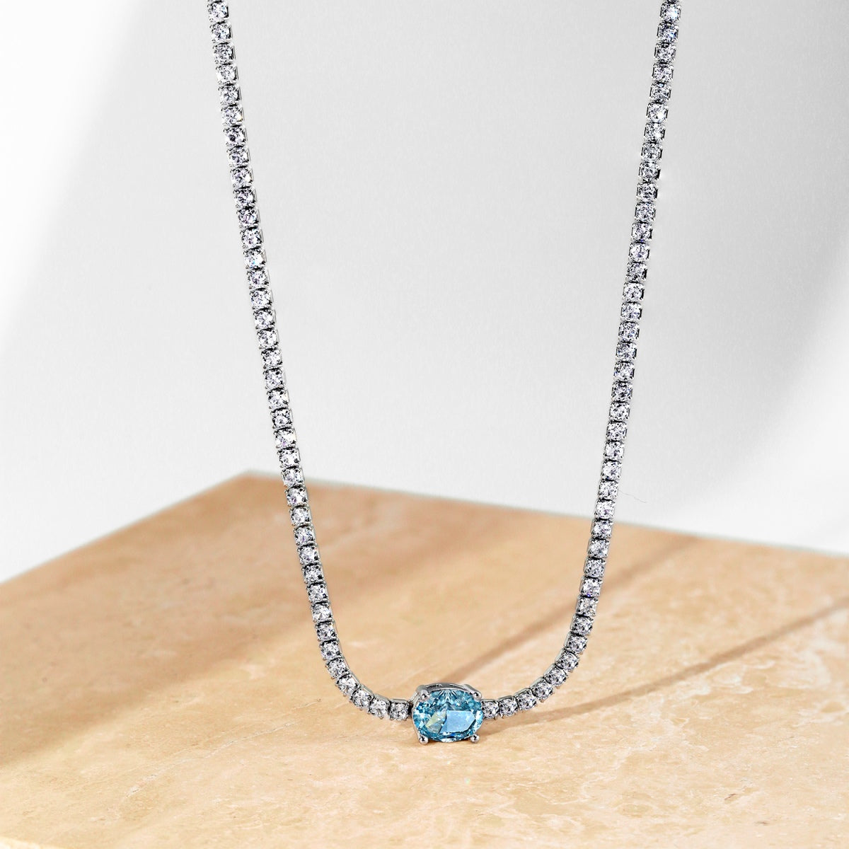 [Perla Lux]1.0 Carat Shining Oval Cut Necklace
