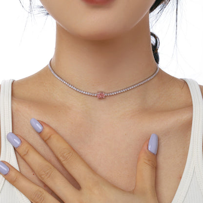 [Perla Lux]1.0 Carat Shining Oval Cut Necklace