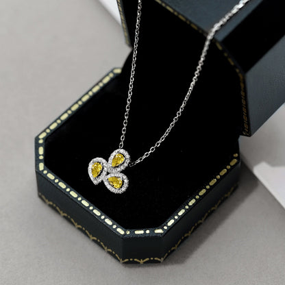 [Perla Lux]Elegant Flower Shape Pear Cut Necklace