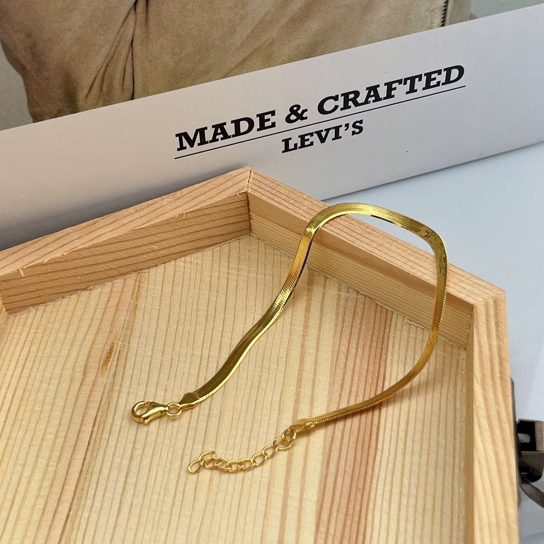 [Perla Lux]Flat Snake Bone Chain Blade Necklace