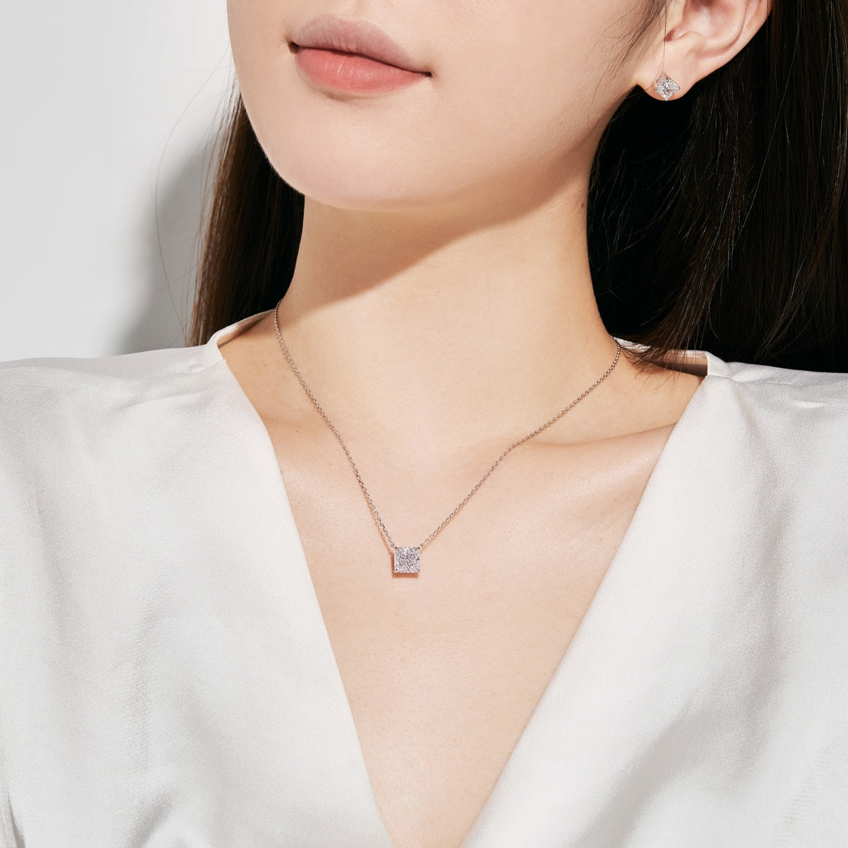 [Perla Lux]1.0 Carat Radiant Princess Cut Wedding Earrings